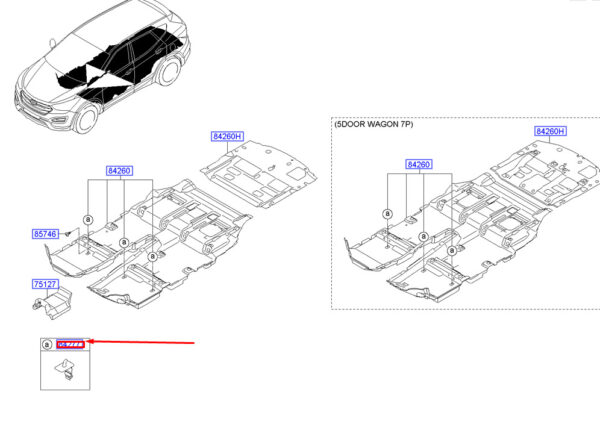 HYUNDAI SANTA FÉ MK3 DM Car Mat Hook 842703X000NBC ORIGINAL