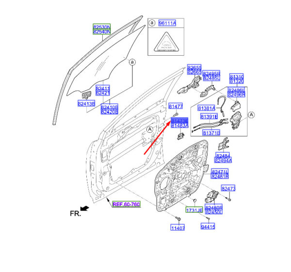 HYUNDAI SANTA FÉ MK3 Front Left Inner Handle Conn. Cage 826302W000 ORIGINAL