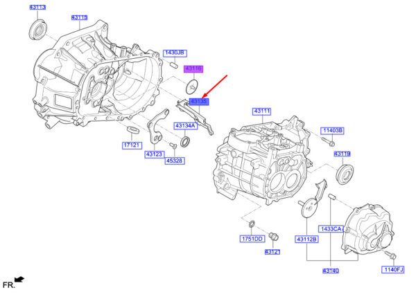 HYUNDAI KONA MK1 Clutch Housing Oil Guide 4313526200 ORIGINAL