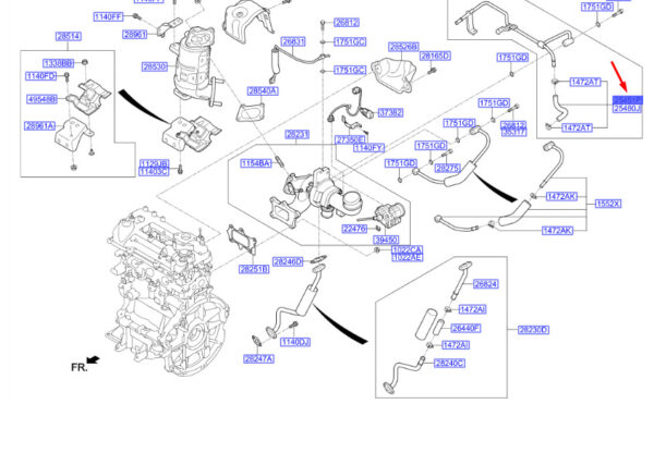 HYUNDAI KONA MK1 Turbo Water Pipe Hose 2547504200 ORIGINAL