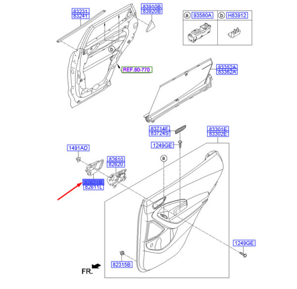 HYUNDAI SANTA FÉ DM MK3 Rear Right Door Handle Housing 826212W000VFG ORIGINAL