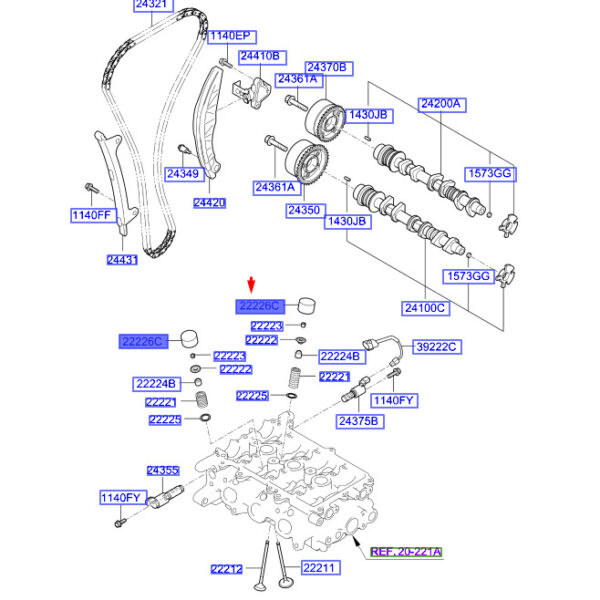 HYUNDAI KONA MK1 Valve Tappet 2222604103 ORIGINAL