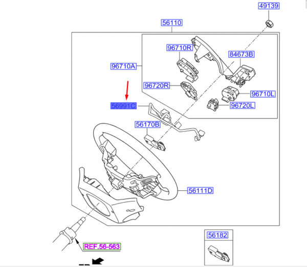 HYUNDAI SANTA FÉ MK3 DM Steering Wheel Extension Wire 561902W100 ORIGINAL