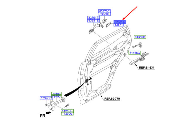 HYUNDAI SANTA FÉ MK3 DM Rear Right Outer Door Handle Pad 836642W000 ORIGINAL