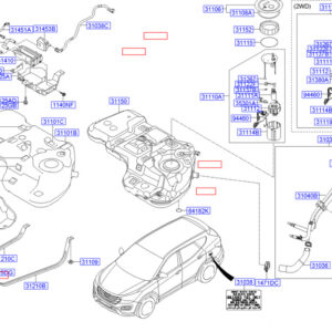 HYUNDAI SANTA FÉ MK3 DM Fuel Filler Cap Tether 310152D500 ORIGINAL