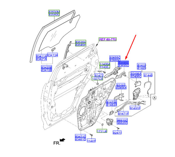 HYUNDAI SANTA FÉ MK3 DM Rear Left Outer Handle Bracket 834852W000 ORIGINAL