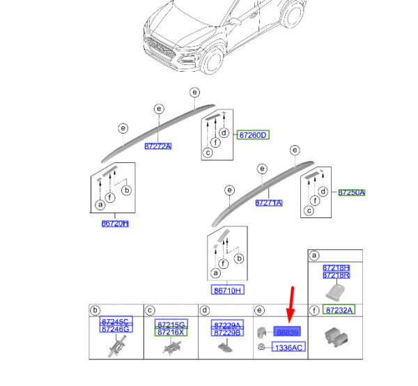HYUNDAI KONA MK1 Roof Rack Cap 87293J9000PGY ORIGINAL