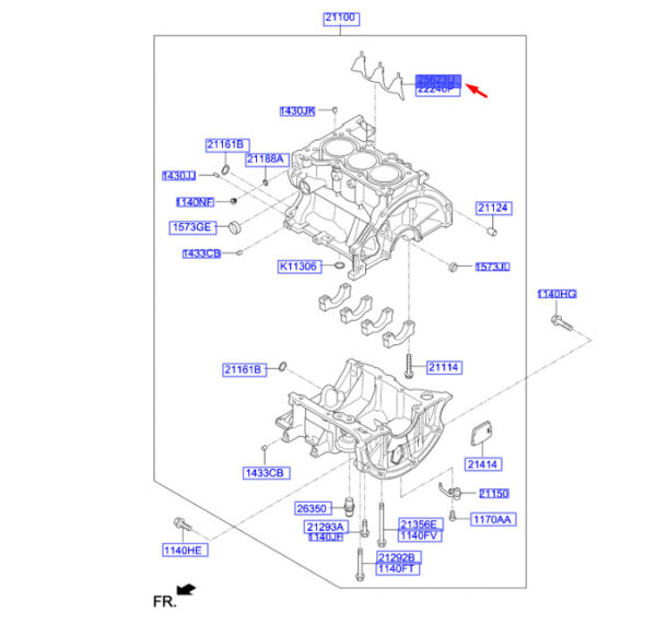 HYUNDAI KONA MK1 Cylinder Block Insert 2117104000 ORIGINAL