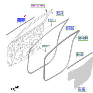 HYUNDAI KONA MK1 Front Left Door Outer Belt Weatherstrip 82210J9000 ORIGINAL