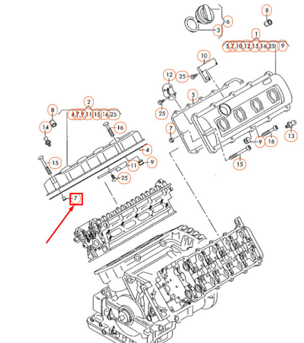 AUDI A4 B6 Engine Valve Cover Seal 077103487B ORIGINAL - Image 4