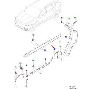 JAGUAR F-PACE X761 Rear Left Wheel Arch Front Molding T4A46678LML ORIGINAL