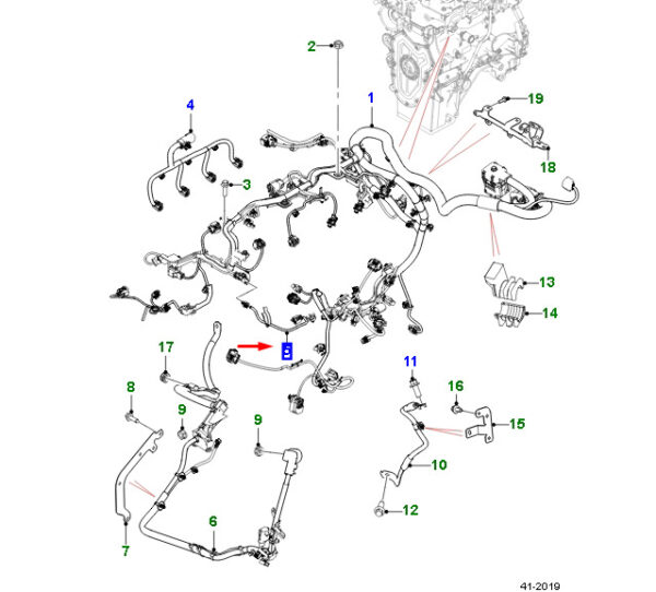 JAGUAR F-PACE X761 Sensor To Engine Link Harness T2H26079 ORIGINAL