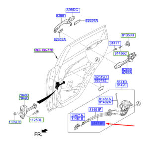 KIA NIRO MK1 Rear Door Inner Handle Cable 81471G5000 ORIGINAL