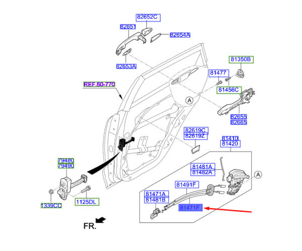 KIA NIRO MK1 Rear Door Inner Handle Cable 81471G5000 ORIGINAL