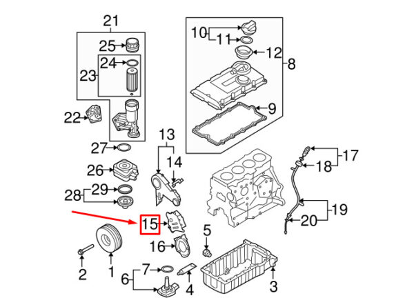 AUDI A4 Avant B8 Lower Timing Chain Cover 038109175 ORIGINAL - Image 4