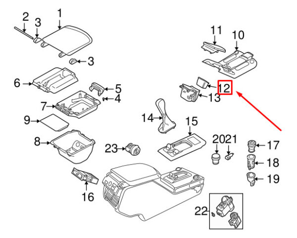 LR RANGE ROVER L322 Console Ashtray Housing FWW500100PVA ORIGINAL - Image 4