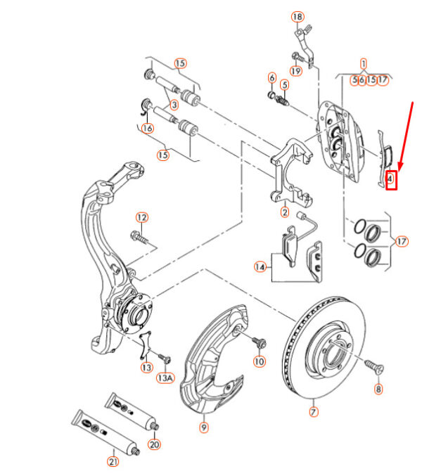 AUDI A6 C6 Front Brake Caliper Retaining Spring 4E0615269B ORIGINAL - Image 4