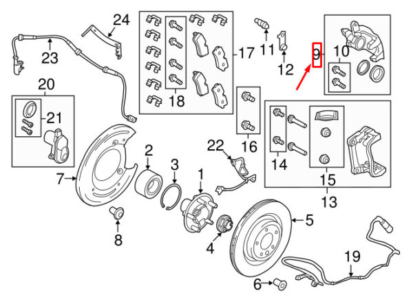 LAND ROVER RANGE ROVER SPORT L494 Rear Left Brake Caliper LR063291 ORIGINAL - Image 2