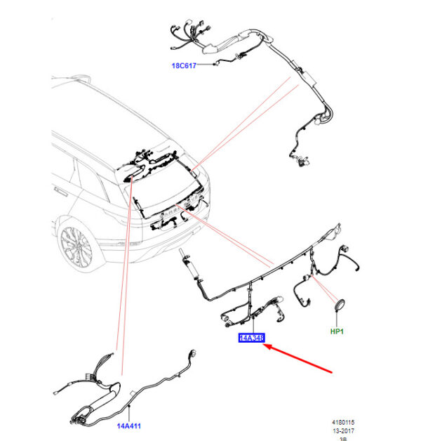 LAND ROVER RANGE ROVER VELAR L560 Tailgate Wiring LR095083 ORIGINAL