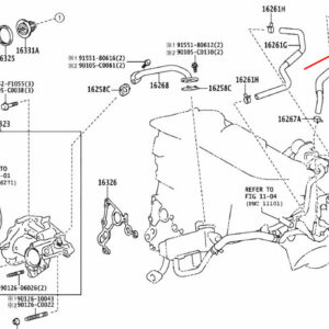 LEXUS NX MK1 Engine Water By-Pass Hose 1626736080 ORIGINAL