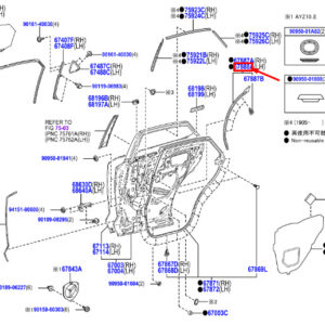 LEXUS NX MK1 Rear Left Door Weather Strip 6788878012 ORIGINAL