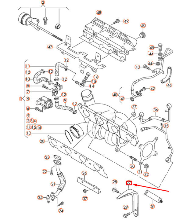 AUDI Q3 8U Turbocharger Support Bracket 06J145536M ORIGINAL - Image 4