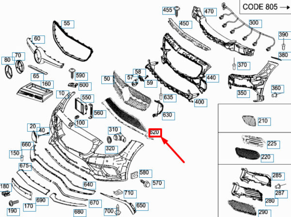 MERCEDES-BENZ CLS C218 AMG Front Bumper Lower Grille A2188851900 ORIGINAL - Image 4