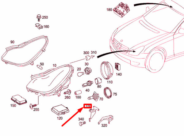 MERCEDES-BENZ CLS C219 Right Lighting Unit Bracket A2198290414 ORIGINAL - Image 4