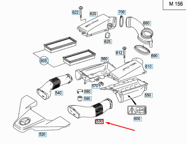 MERCEDES-BENZ S W221 AMG Left Air Intake Line Pipe A1560941782 ORIGINAL - Image 4