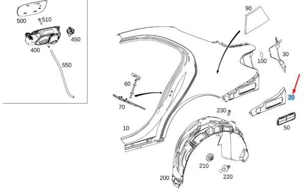 MERCEDES-BENZ C W205 Rear Right Fender Closing Panel A2056302403 ORIGINAL - Image 4