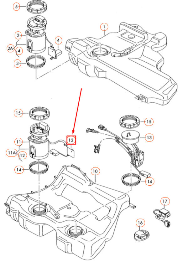 AUDI A3 8P Right Fuel Gauge Sensor 1K0919673L ORIGINAL - Image 4