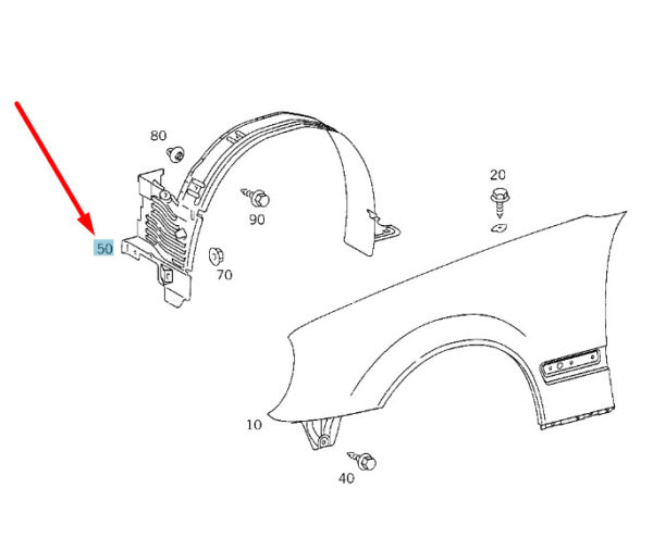 MERCEDES-BENZ E W210 Front Left Wheel Housing Liner A2106989130 ORIGINAL - Image 4
