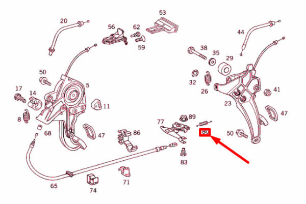 MERCEDES-BENZ ML W163 Foot Operated Parking Brake Spring A2029930710 ORIGINAL - Image 5