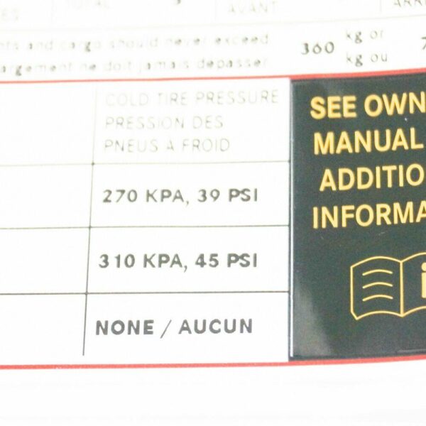 Mercedes Benz C Class W205 Tire Press Label A2055840501 ORIGINAL - Image 4