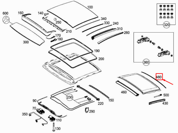 MERCEDES-BENZ GLA X156 Rear Sliding Sunroof Seal A1567830596 ORIGINAL - Image 5