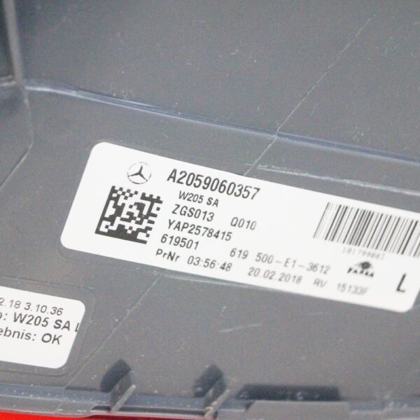 Mercedes Benz C W205 Rear Left Taillight A2059060357 ORIGINAL - Image 5