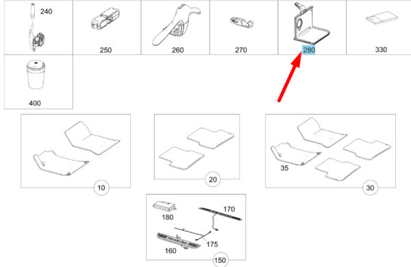 MERCEDES-BENZ GLA X156 Folding Table Black Plastic A0008160000 ORIGINAL - Image 4