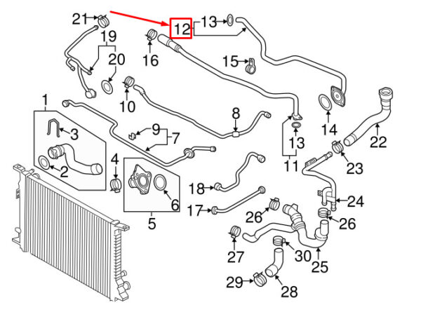 AUDI A6 Avant C7 Left Rear Engine Coolant Pipe 079121071CM ORIGINAL - Image 4
