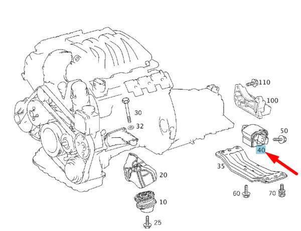MERCEDES-BENZ C W203 Rear Engine Mounting Support A2122400318 ORIGINAL - Image 4