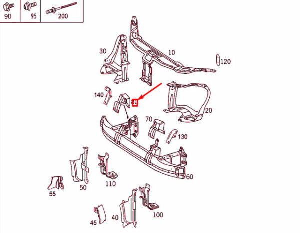 MERCEDES-BENZ S W220 Front Stiffening Right Bracket A2206204814 ORIGINAL - Image 5