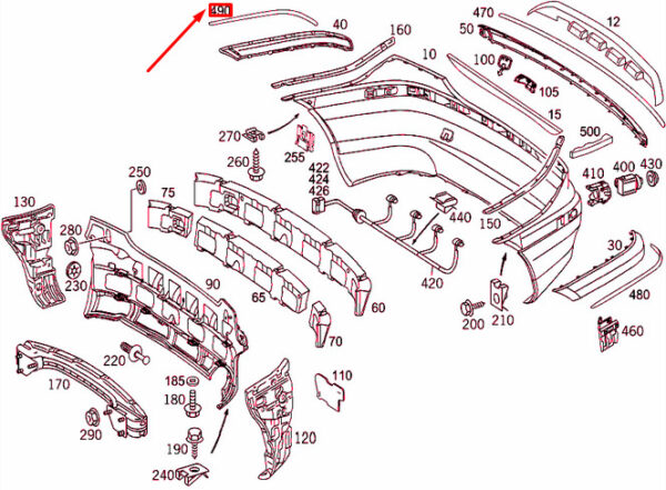 MERCEDES-BENZ C Coupe CL203 Rear Bumper Right Molding A2038859021 ORIGINAL - Image 2