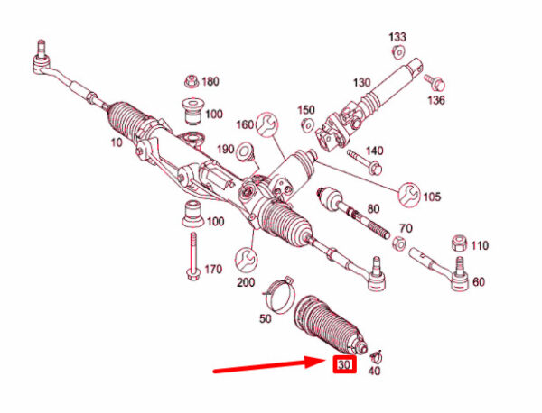 MERCEDES-BENZ SLK R171 Steering Rack Boot A1714630096 ORIGINAL - Image 4