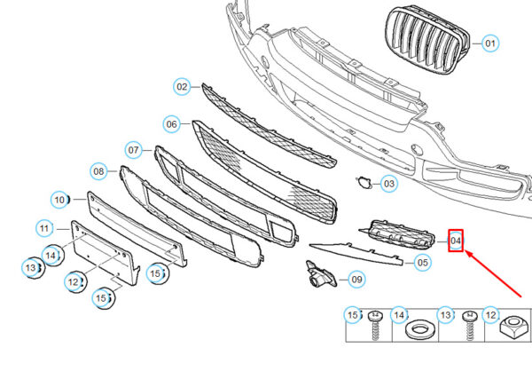 BMW X5 E70 Front Bumper Right Open Grille 51117159596 7159596 ORIGINAL - Image 4
