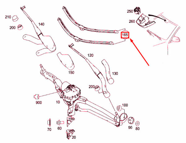 MERCEDES-BENZ C W204 Front Wiper Blade Set LHD A204820130090 ORIGINAL - Image 3