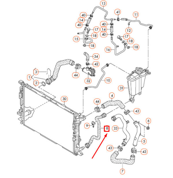 AUDI Q5 8R Radiator Lower Coolant Hose 8R0121109J ORIGINAL - Image 4