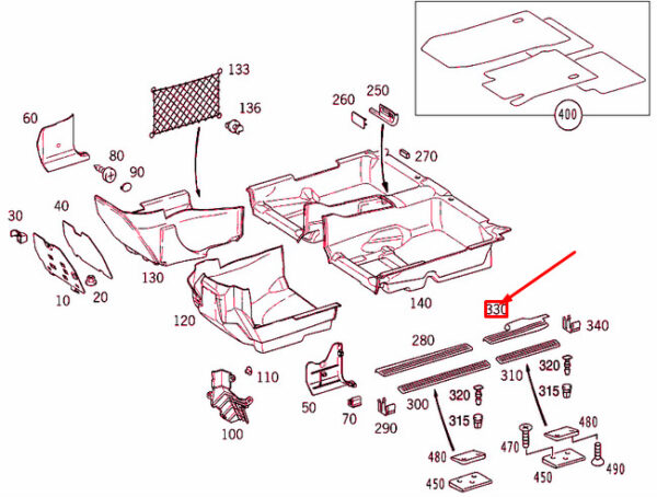MERCEDES-BENZ E W210 Rear Left Entrance Inside Rail A21068025351A26 ORIGINAL - Image 4