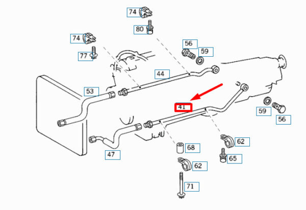 MERCEDES-BENZ CLK C208 Transmission Oil Cooler Left Line A2082700296 ORIGINAL - Image 5