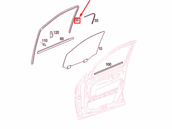 MERCEDES-BENZ ML W164 Front Left Door Window Guide Rail A1647250325 ORIGINAL - Image 5
