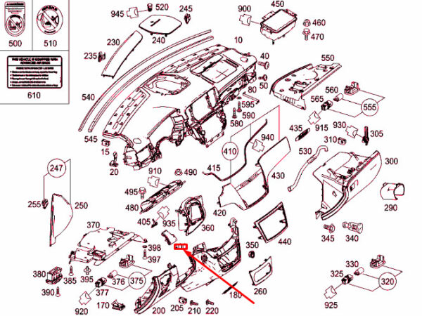 MERCEDES-BENZ ML W166 Instrument Panel Left Trim LHD A1666800571 ORIGINAL - Image 2