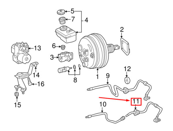 MERCEDES-BENZ S W220 Brake Booster Line A2204300000 ORIGINAL - Image 2